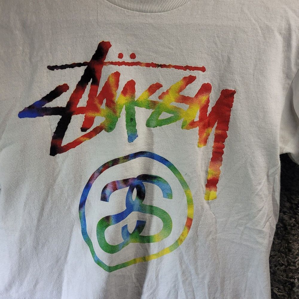 Stussy Sz Small logo T Shirt from the early 2000s Has Stain On Shoulder Pls See - Picture 2 of 9